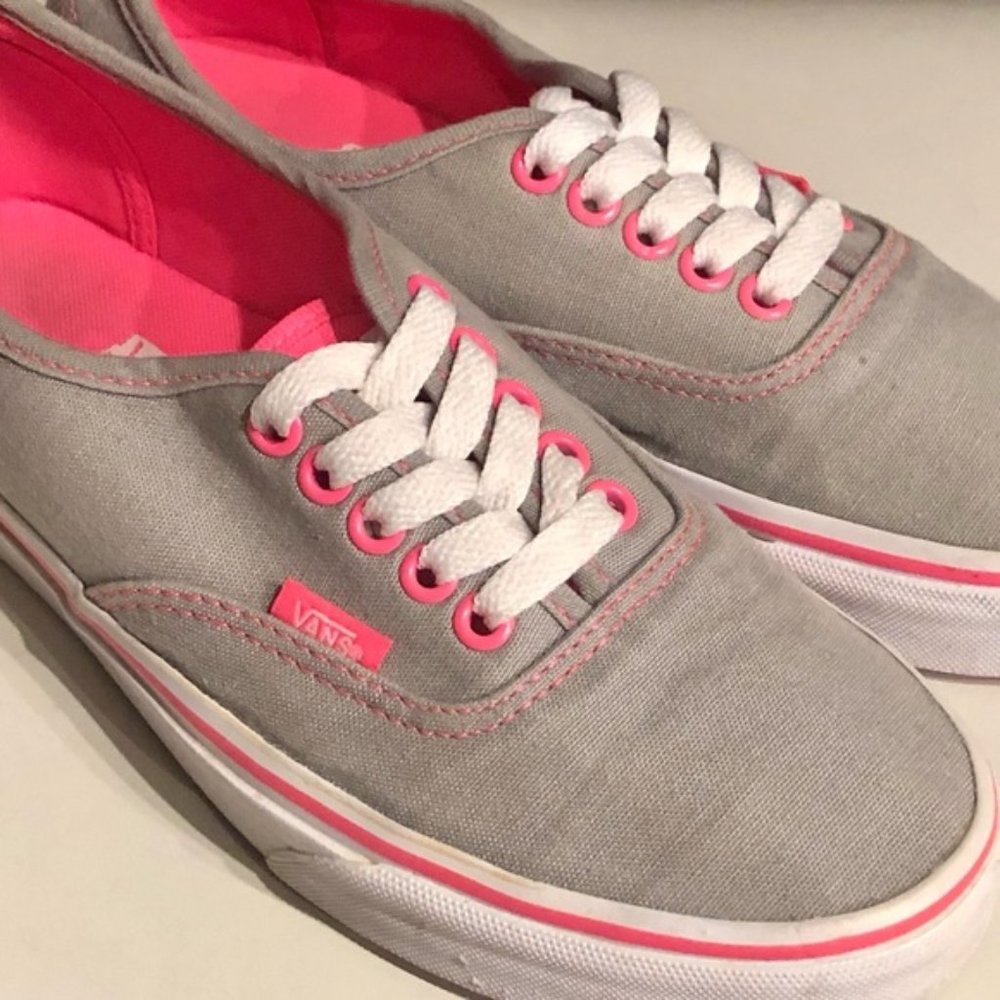 VANS Gray & Hot Pink Lace-up Sneakers EUC